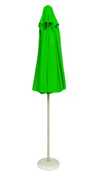 Green beach umbrella isolated. Clipping path included.