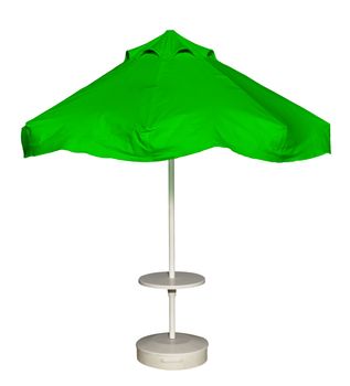 Green beach umbrella isolated. Clipping path included.