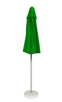 Green beach umbrella isolated. Clipping path included.