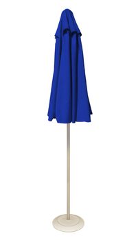 Blue beach umbrella isolated. Clipping path included.