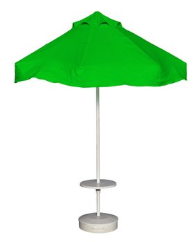 Green beach umbrella isolated. Clipping path included.