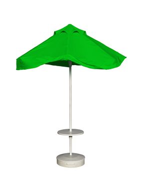 Green beach umbrella isolated. Clipping path included.