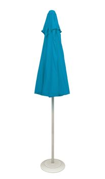 Light blue beach umbrella isolated. Clipping path included.