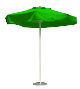 Green beach umbrella isolated. Clipping path included.