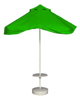 Green beach umbrella isolated. Clipping path included.