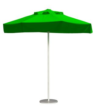 Green beach umbrella isolated. Clipping path included.