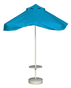 Llight blue beach umbrella isolated. Clipping path included.