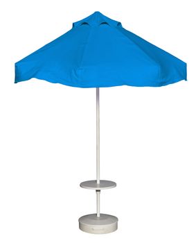 Light blue beach umbrella isolated. Clipping path included.