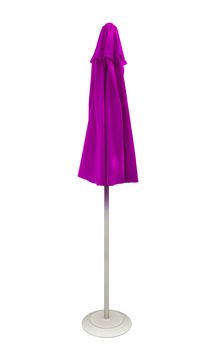 Pink beach umbrella isolated. Clipping path included.