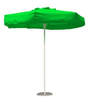 Green beach umbrella isolated. Clipping path included.