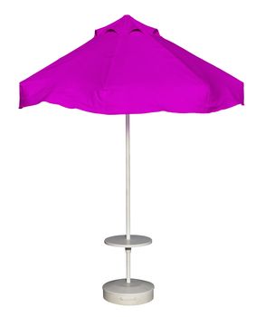 Purple beach umbrella isolated. Clipping path included.