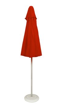 Red beach umbrella isolated. Clipping path included.