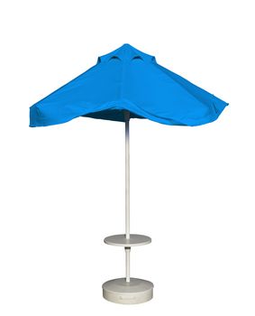 Light blue beach umbrella isolated. Clipping path included.