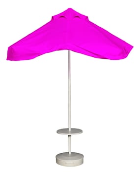 Purple beach umbrella isolated. Clipping path included.