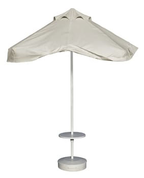 White beach umbrella isolated. Clipping path included.