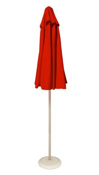 Red beach umbrella isolated. Clipping path included.