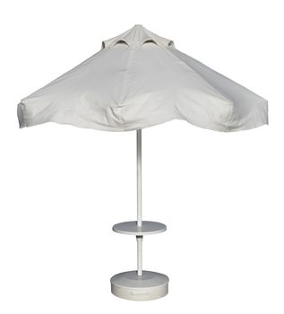 White beach umbrella isolated. Clipping path included.