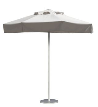 White beach umbrella isolated. Clipping path included.