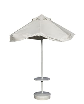 White beach umbrella isolated. Clipping path included.