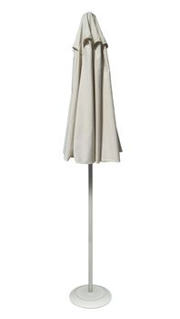White beach umbrella isolated. Clipping path included.