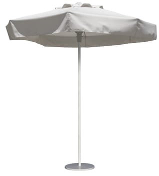 White beach umbrella isolated. Clipping path included.