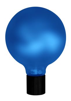 Blue Electric Bulb isolated on white. Clipping path included.