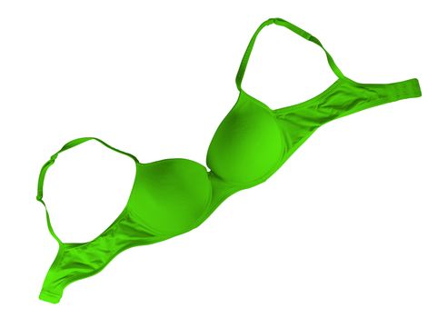 Green brassiere isolated on white. Clipping Path included.