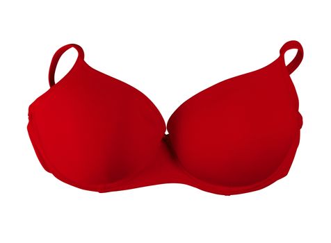 Red brassiere isolated on white. Clipping Path included.