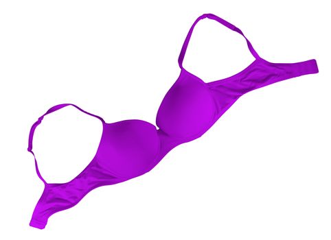 Purple brassiere isolated on white. Clipping Path included.