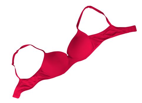 Red brassiere isolated on white. Clipping Path included.