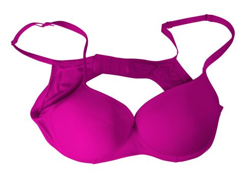 Pink brassiere isolated on white. Clipping Path included.