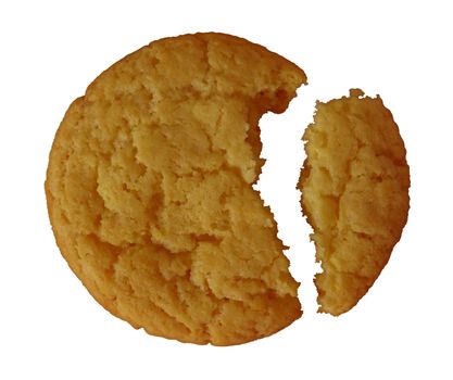 Broken sunflower cookies isolated on a white. Clipping Path included.