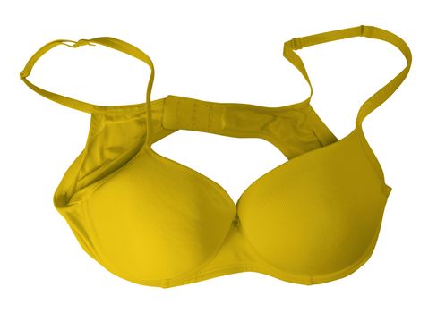 Yellow brassiere isolated on white. Clipping Path included.