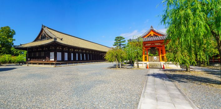 Kyoto, Japan - October 10, 2019: View of the Sanjusangen-do Temple, in Kyoto, Japan