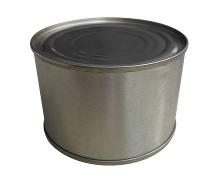 Closed tin can isolated on white. Clipping path included.