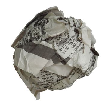 Crumpled newspaper isolated on white. Photo with clipping path.