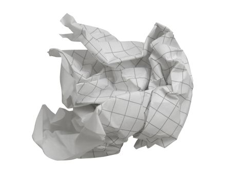 Crumpled paper isolated on white. Photo with clipping path.