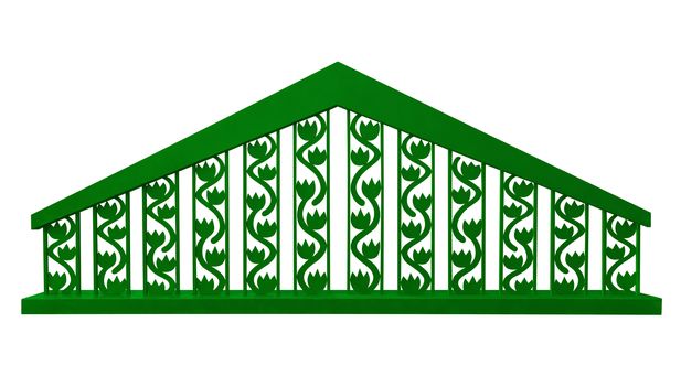 Green decorative fence isolated on white background. Clipping Path included.