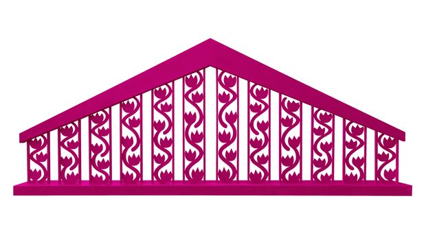 Pink decorative fence isolated on white background. Clipping Path included.