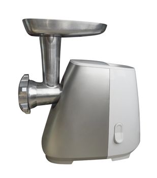 Electric meat grinder isolated on white. Clipping Path included.
