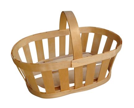 Empty wooden basket isolated on white. Clipping Path included.