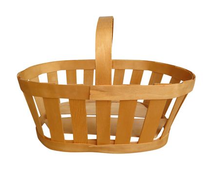 Empty wooden basket isolated on white. Clipping Path included.