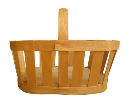 Empty wooden basket isolated on white. Clipping Path included.