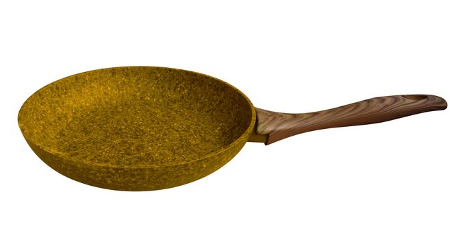 Yellow Stone Coated Frying Pan isolated on white. Clipping Path included.