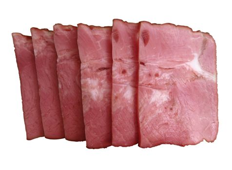 Ham slices isolated on white background. Clipping Path included