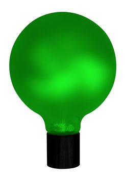 Green Electric Bulb isolated on white. Clipping path included.