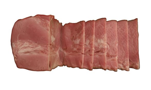 Ham slices isolated on white background. Clipping Path included