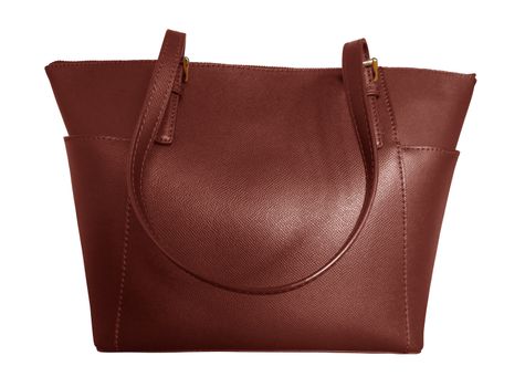 Luxury brown leather handbag isolated background. Clipping Path included.