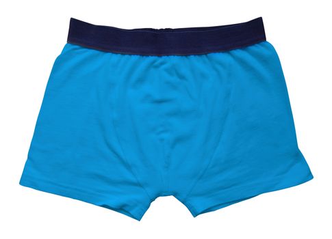 Blue male underwear isolated on white background. Clipping path included.
