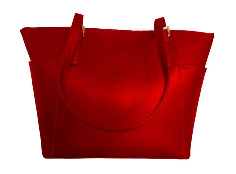 Luxury red leather handbag isolated background. Clipping Path included.